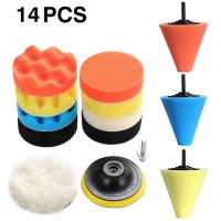 14pcs 3inch Polishing Kit Buffing Pad Wheel Polishing Cone Car Body Wheels Care Car Styling Foam Brushes Cleaning